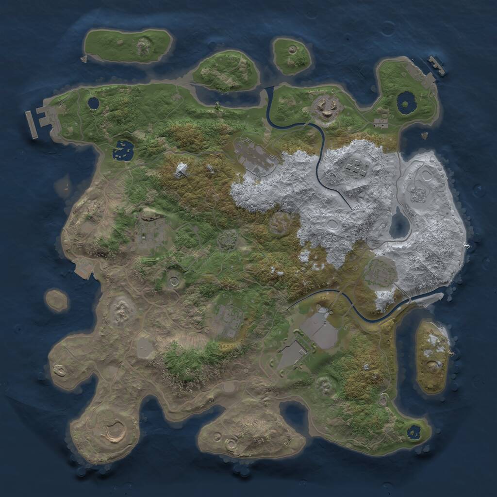 Rust Map: Procedural Map, Size: 3500, Seed: 462341, 15 Monuments