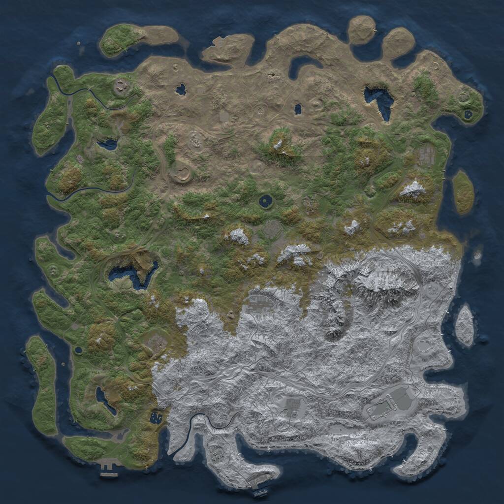 Rust Map: Procedural Map, Size: 6000, Seed: 453335, 17 Monuments