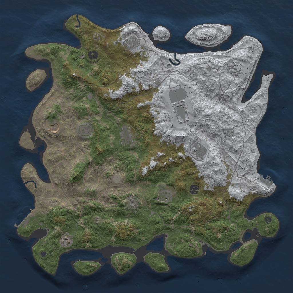 Rust Map: Procedural Map, Size: 4500, Seed: 2893902, 20 Monuments