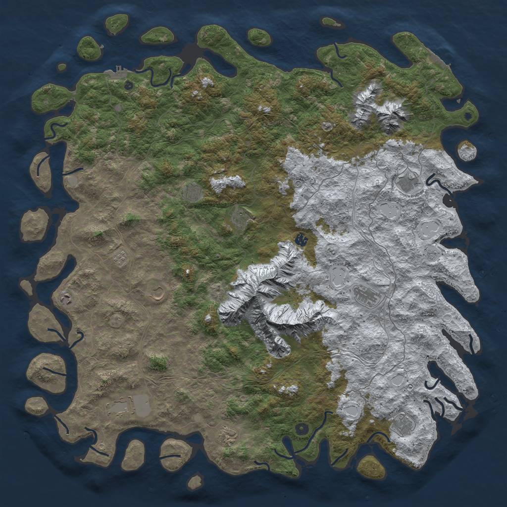 Rust Map: Procedural Map, Size: 6000, Seed: 825693, 20 Monuments