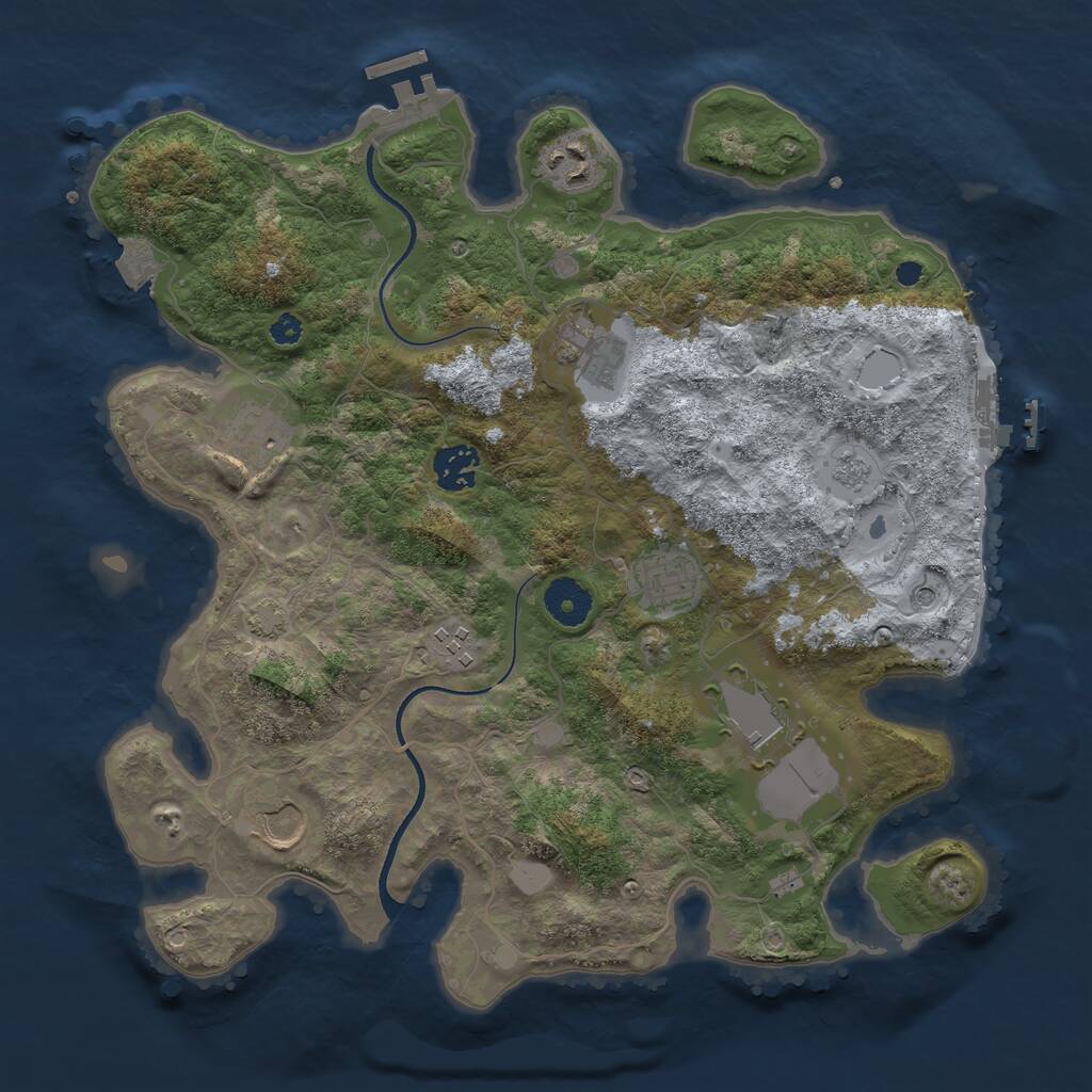 Rust Map: Procedural Map, Size: 3500, Seed: 1143200429, 14 Monuments