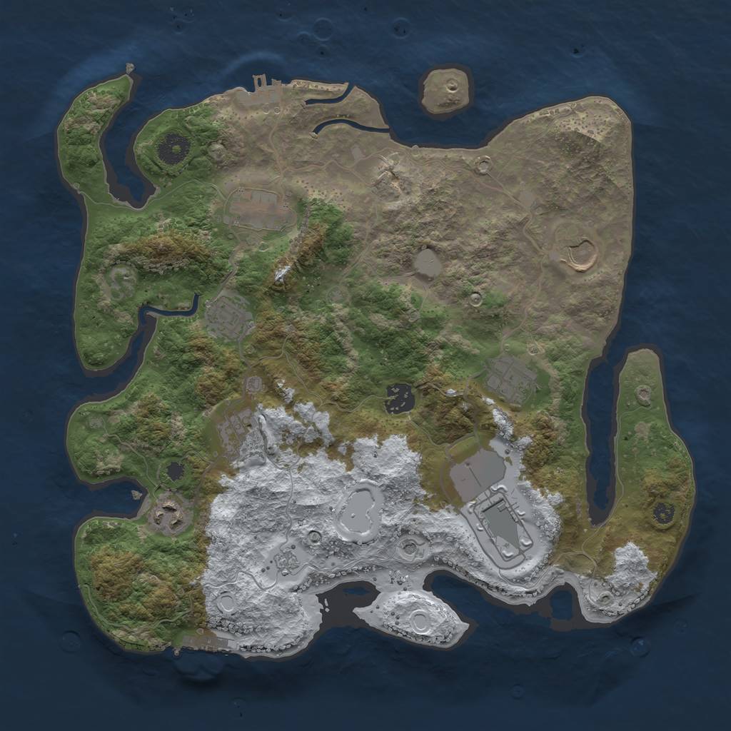 Rust Map: Procedural Map, Size: 3500, Seed: 1332167656, 17 Monuments