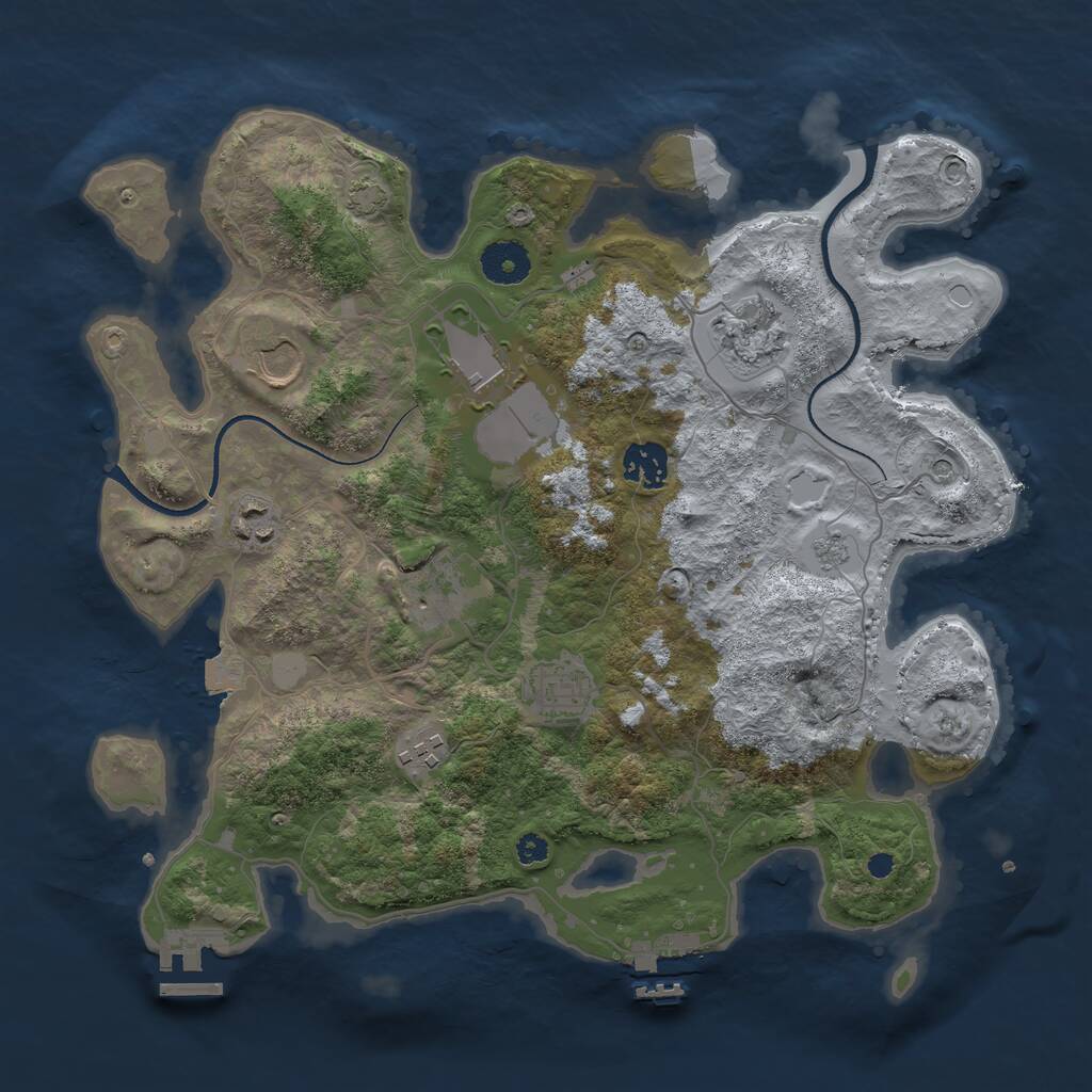 Rust Map: Procedural Map, Size: 3500, Seed: 92518209, 14 Monuments