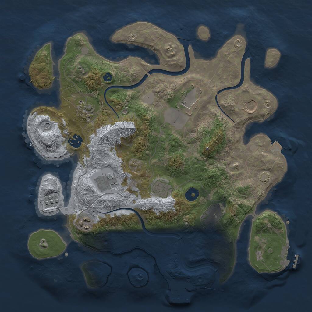 Rust Map: Procedural Map, Size: 3500, Seed: 443821, 14 Monuments