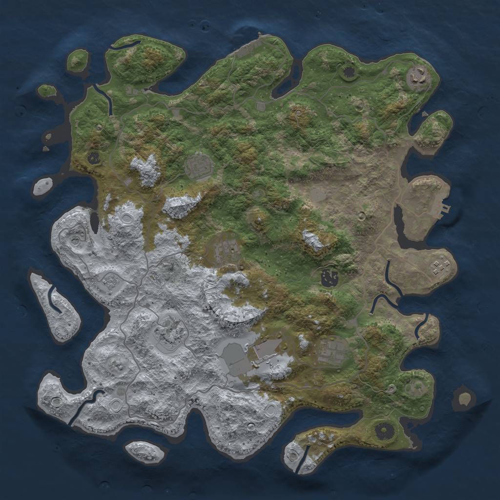 Rust Map: Procedural Map, Size: 4050, Seed: 1896186666, 15 Monuments