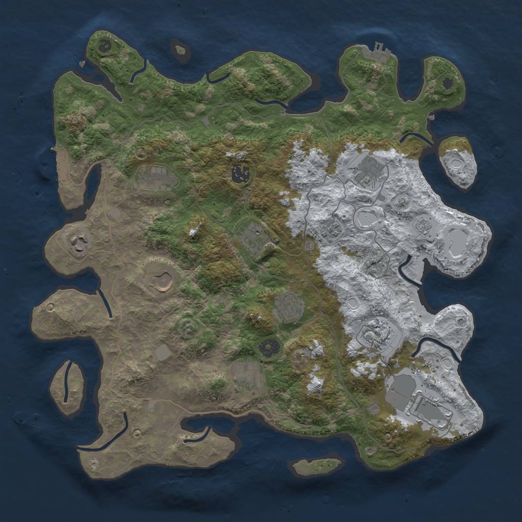 Rust Map: Procedural Map, Size: 4000, Seed: 526486367, 19 Monuments