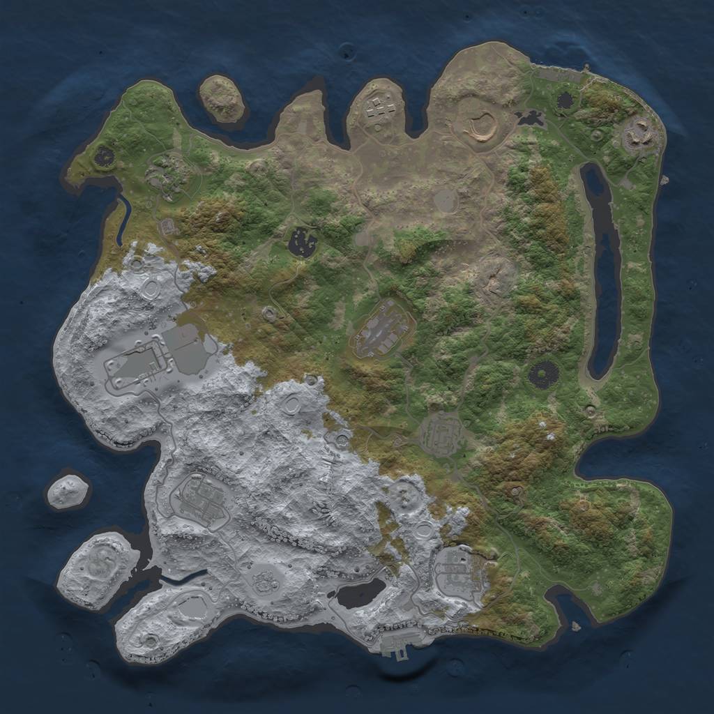 Rust Map: Procedural Map, Size: 3750, Seed: 175950906, 19 Monuments