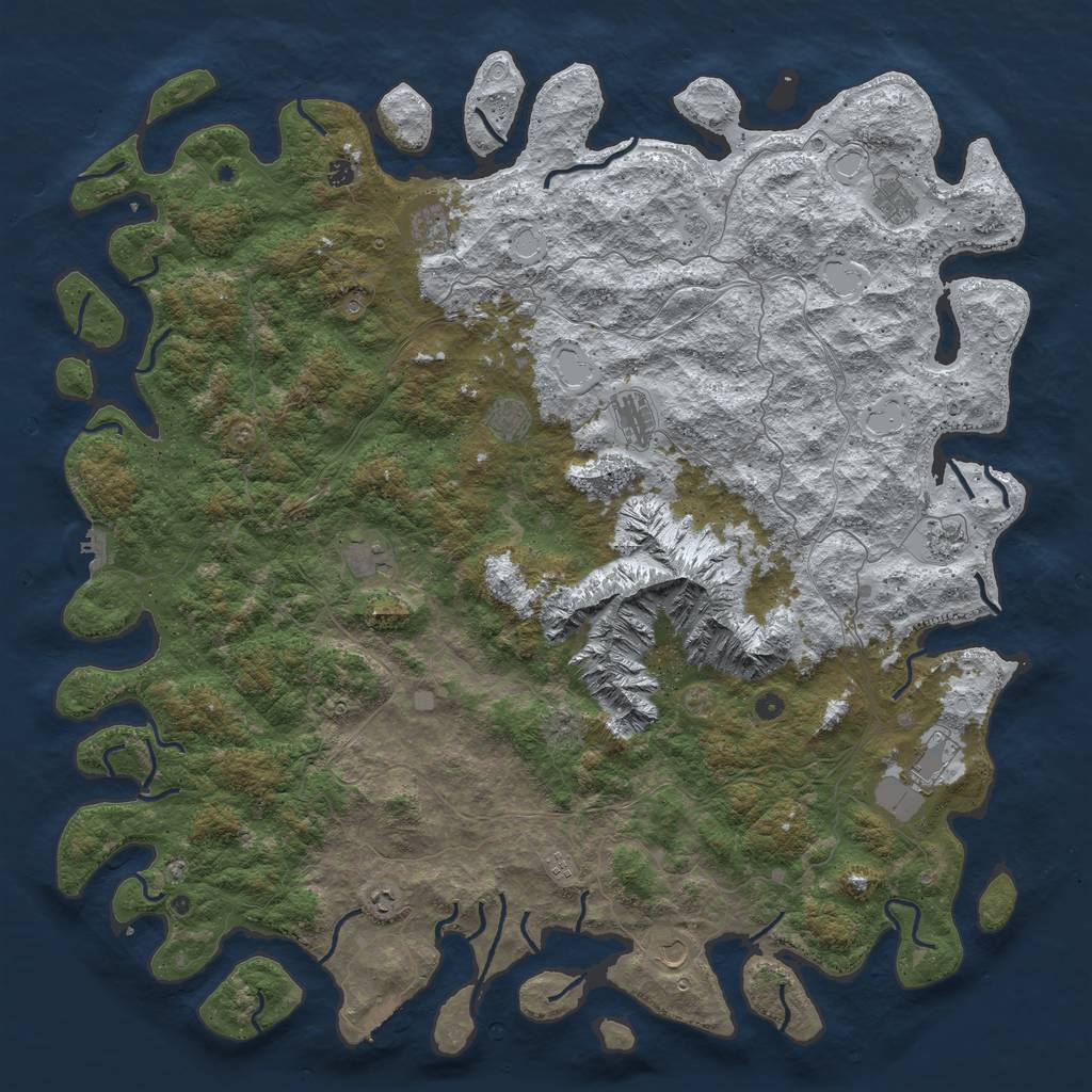 Rust Map: Procedural Map, Size: 6000, Seed: 5001, 20 Monuments