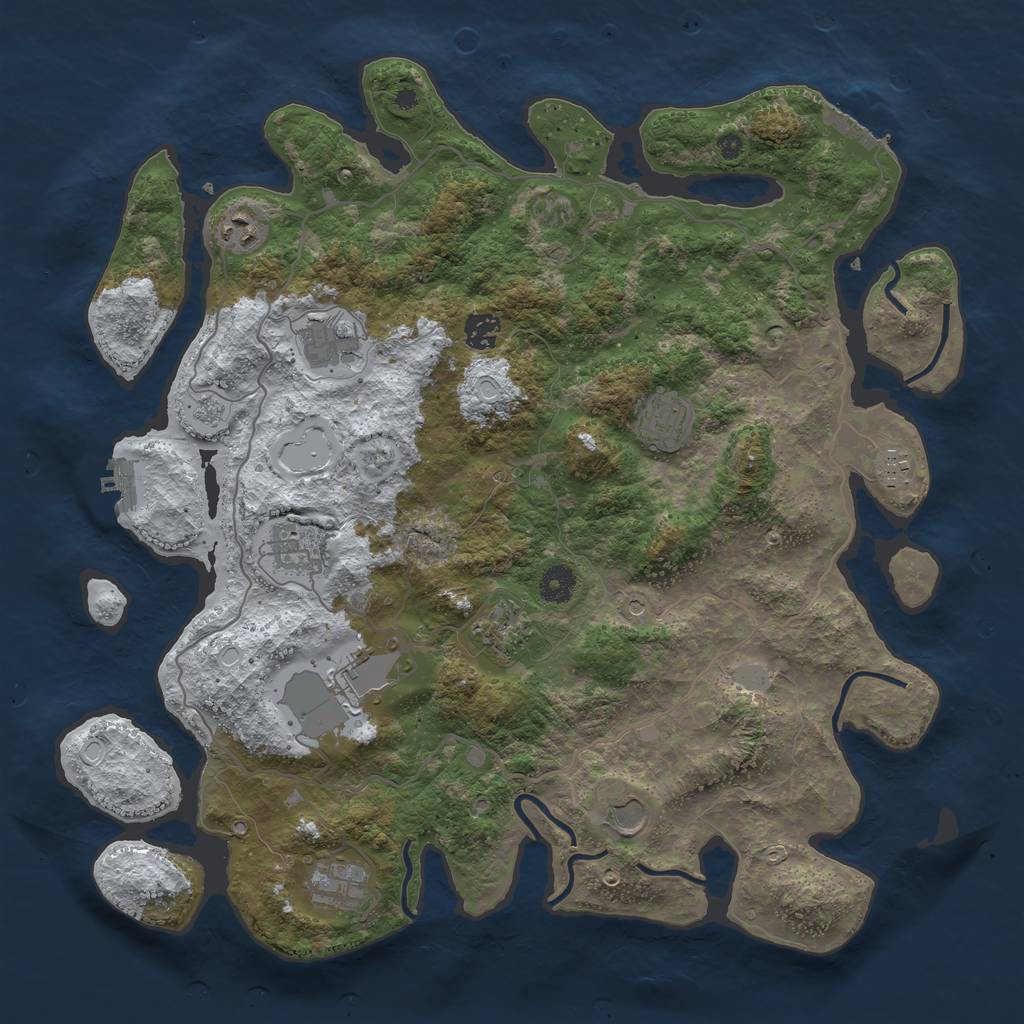 Rust Map: Procedural Map, Size: 4111, Seed: 12345, 19 Monuments