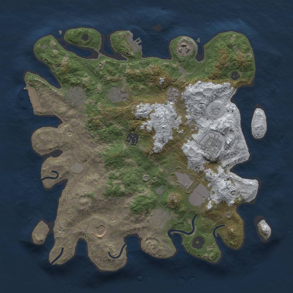 Rust Map: Procedural Map, Size: 3500, Seed: 62739114, 18 Monuments