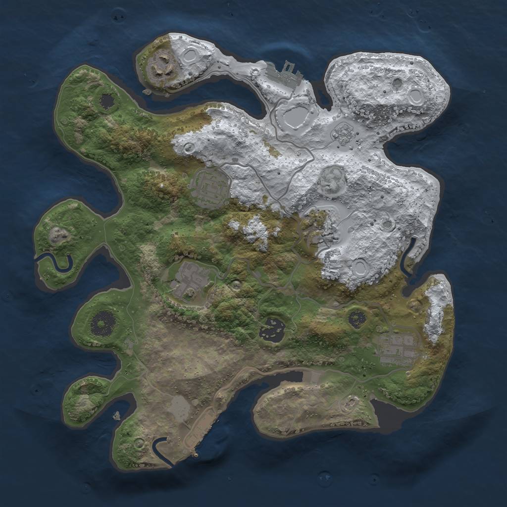 Rust Map: Procedural Map, Size: 3000, Seed: 68568, 14 Monuments