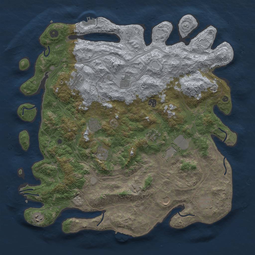 Rust Map: Procedural Map, Size: 4500, Seed: 4776107, 20 Monuments