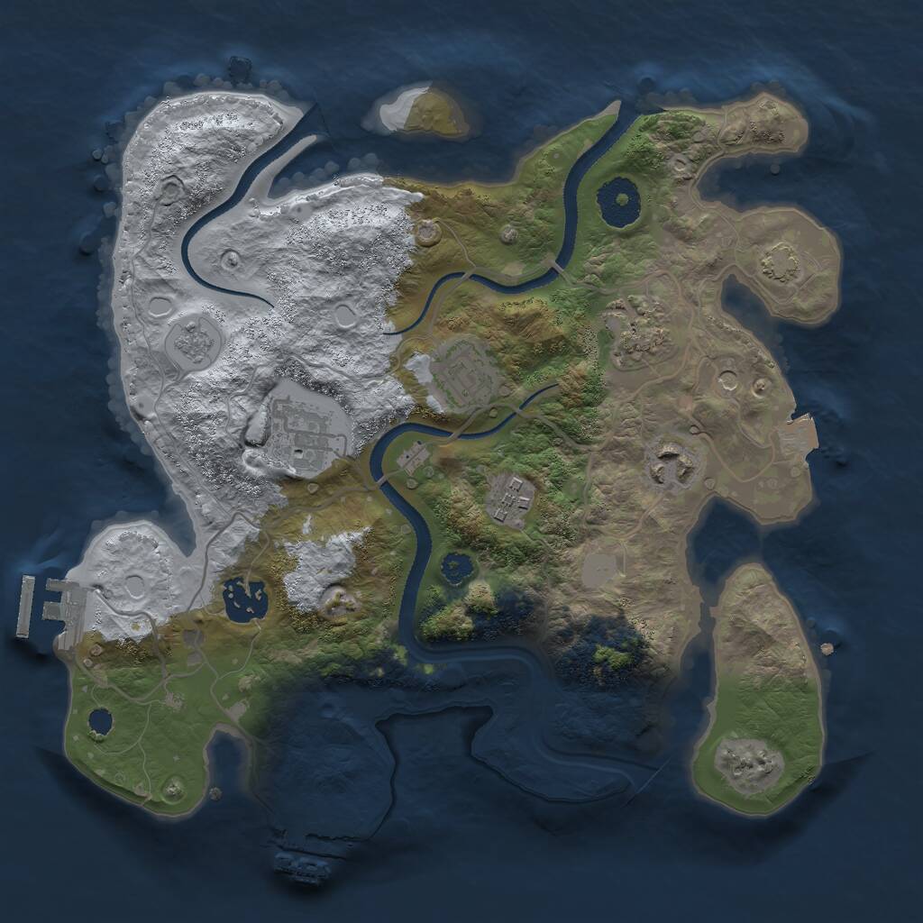 Rust Map: Procedural Map, Size: 3000, Seed: 871666971, 12 Monuments