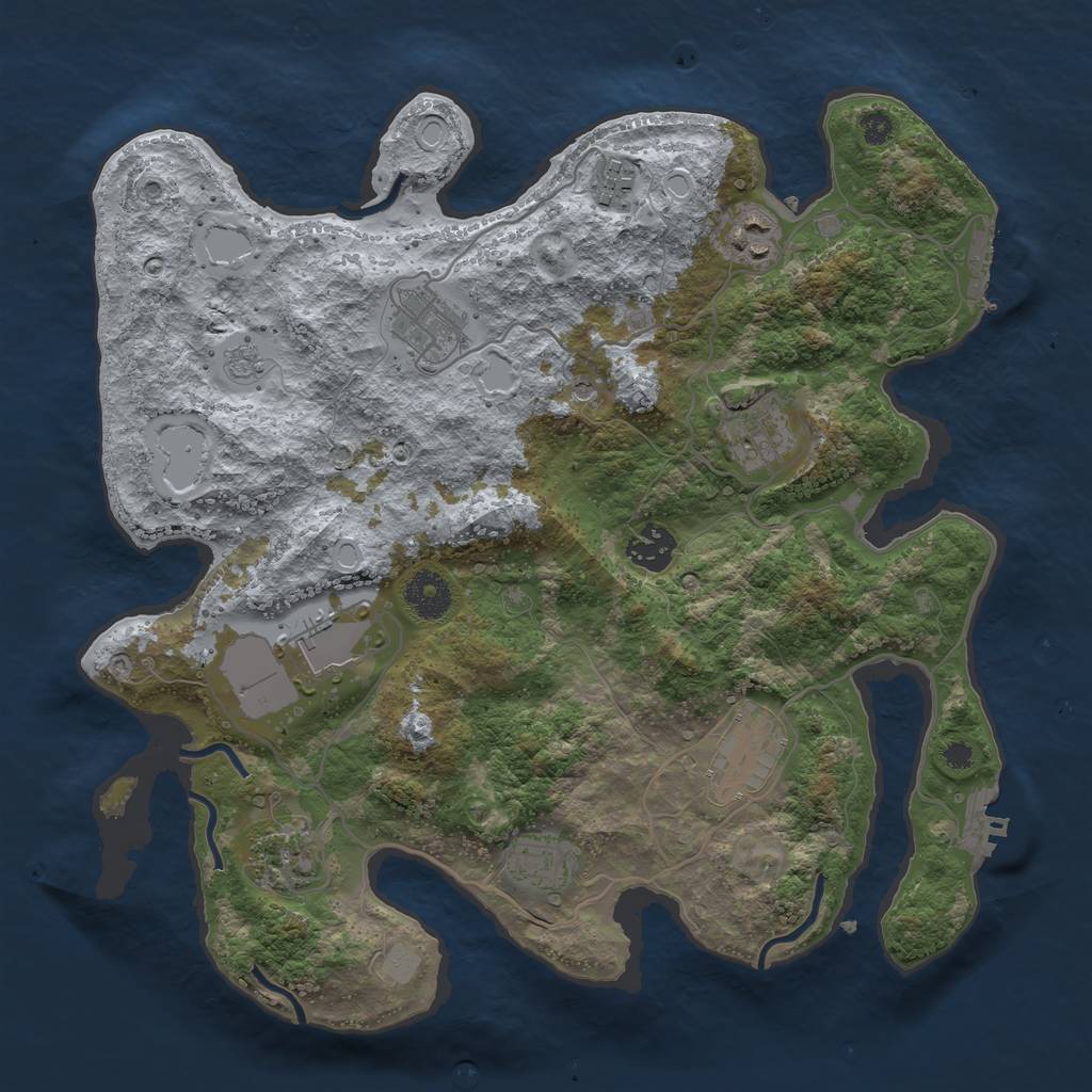 Rust Map: Procedural Map, Size: 3500, Seed: 930307522, 18 Monuments