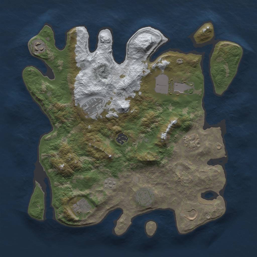 Rust Map: Barren, Size: 3500, Seed: 52169, 12 Monuments