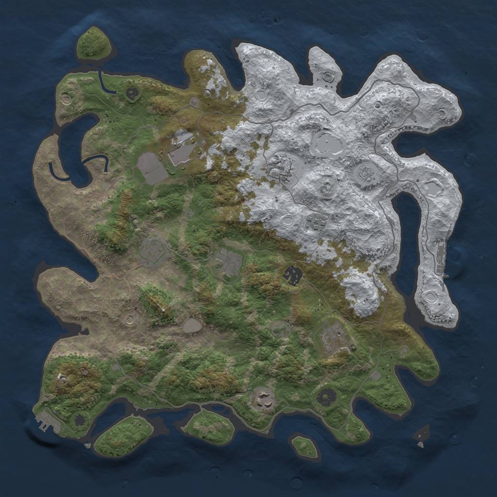 Rust Map: Procedural Map, Size: 4000, Seed: 738036866, 17 Monuments