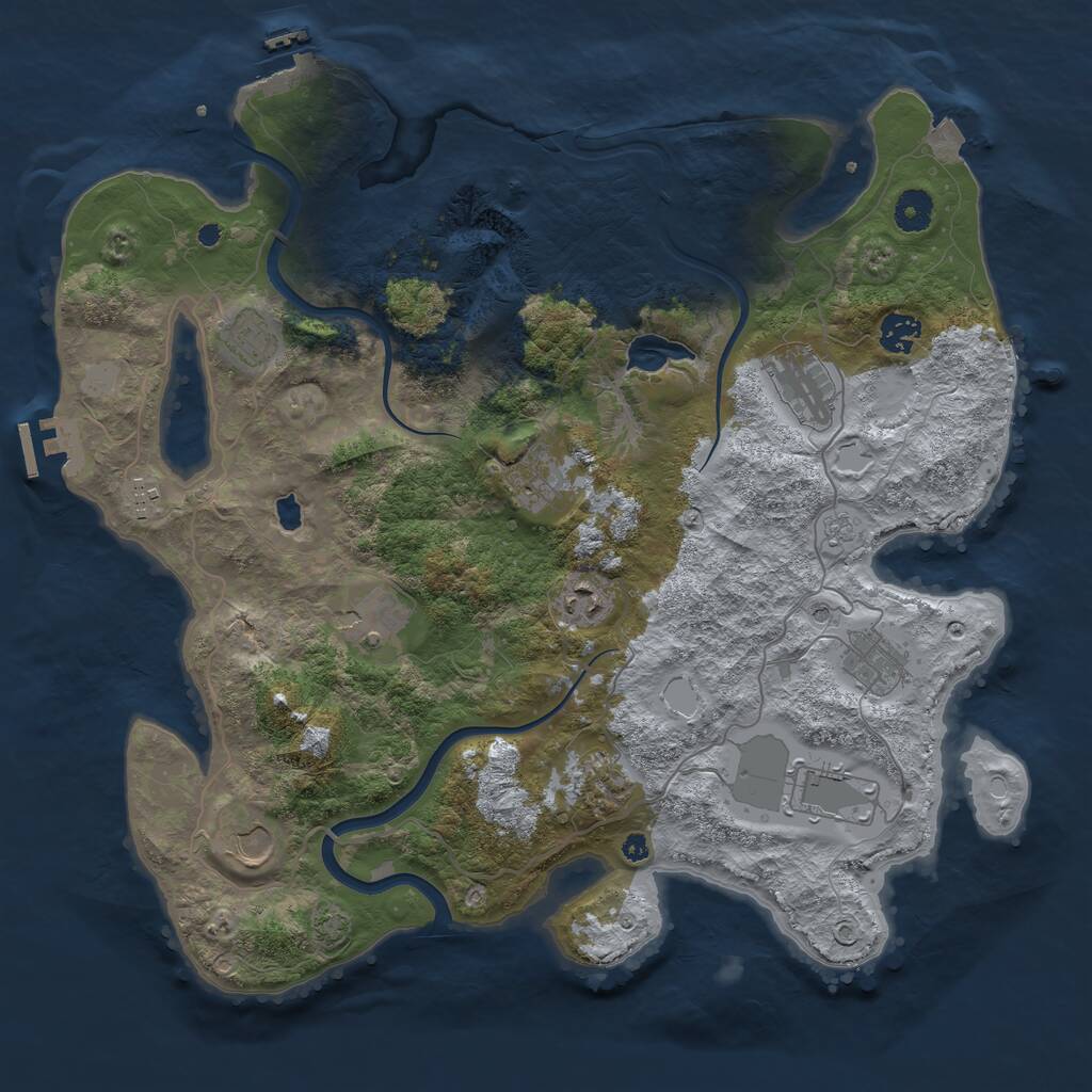 Rust Map: Procedural Map, Size: 4000, Seed: 1176368972, 17 Monuments