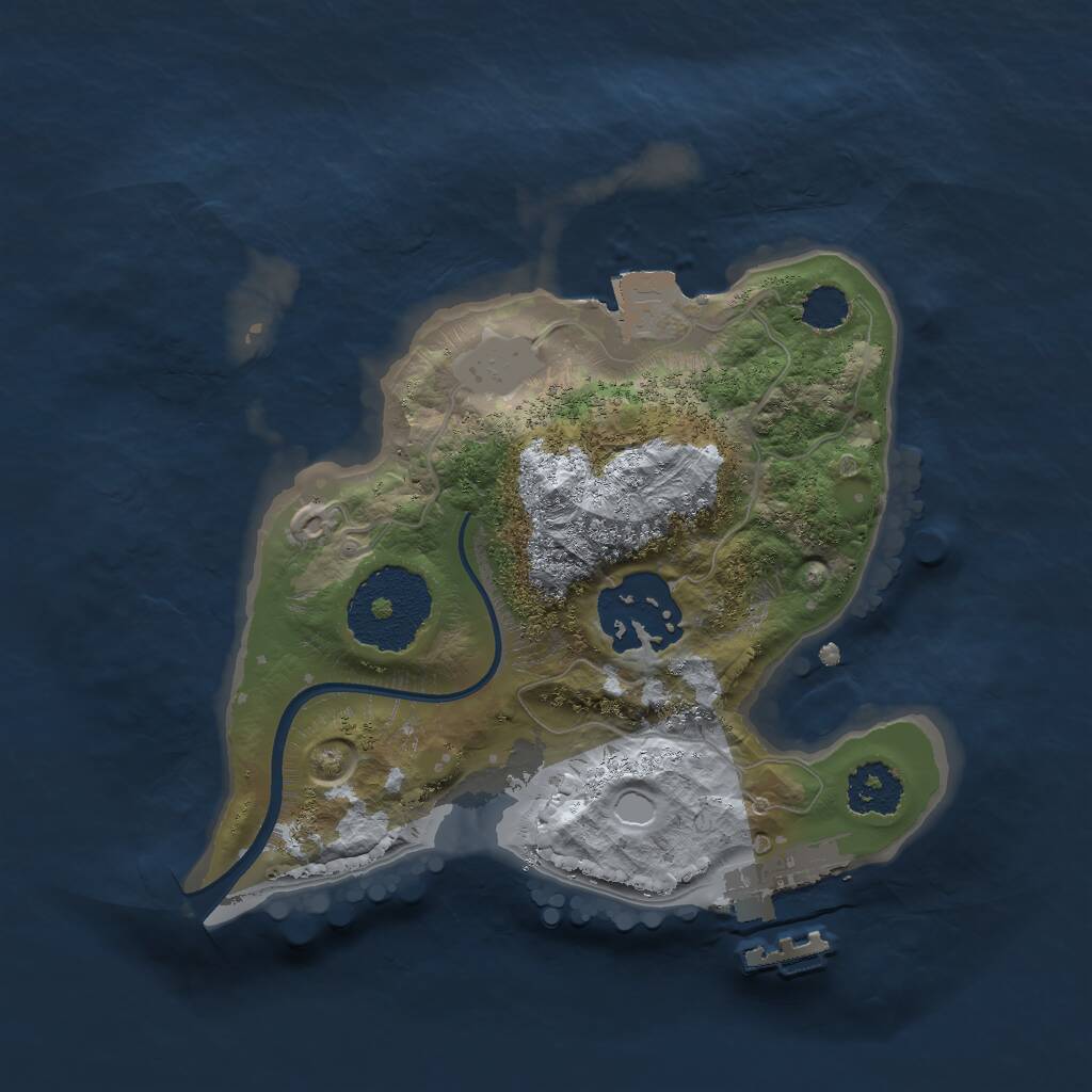 Rust Map: Procedural Map, Size: 2000, Seed: 1424704113, 3 Monuments