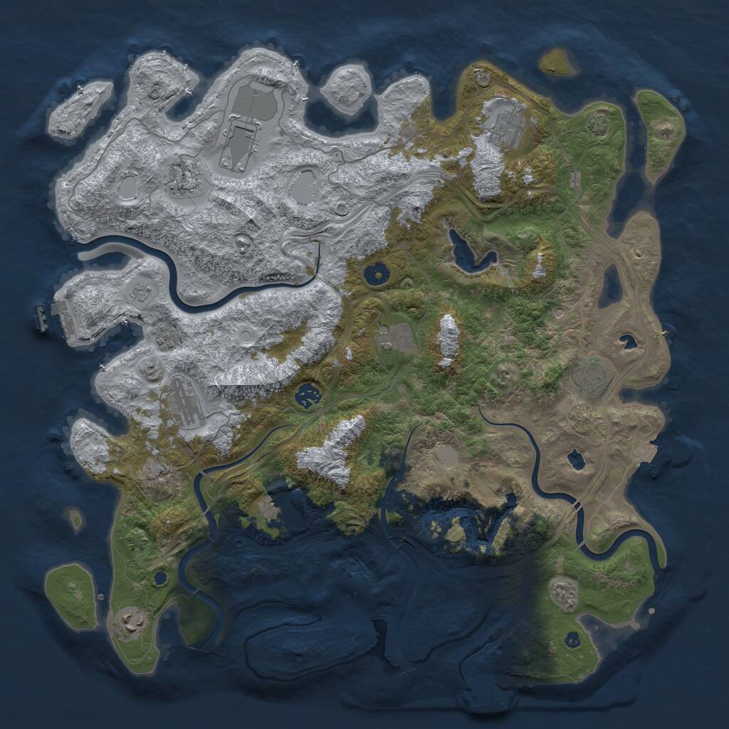 Rust Map: Procedural Map, Size: 4500, Seed: 1839258261, 16 Monuments