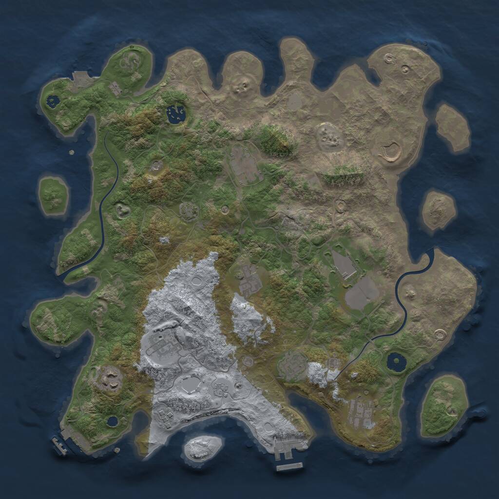 Rust Map: Procedural Map, Size: 3850, Seed: 761242647, 16 Monuments