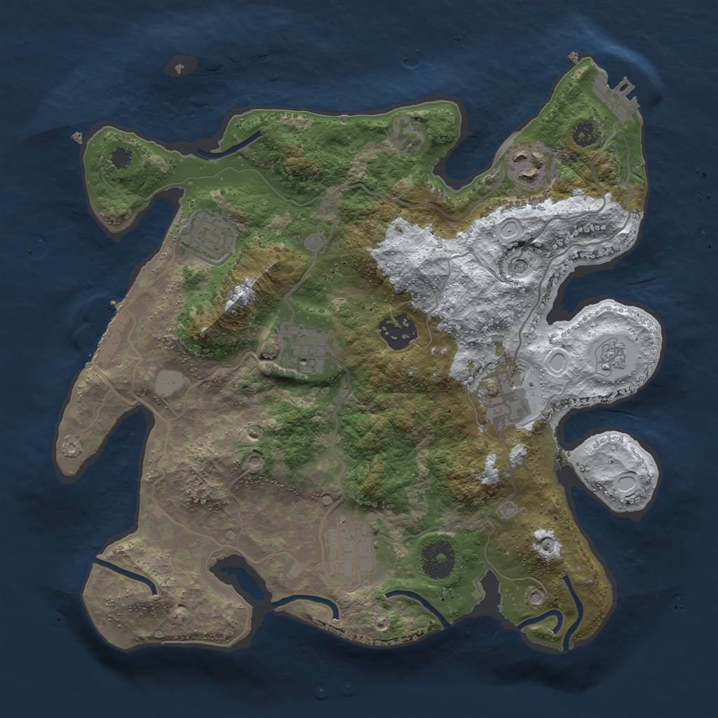 Rust Map: Procedural Map, Size: 3000, Seed: 1194979078, 15 Monuments