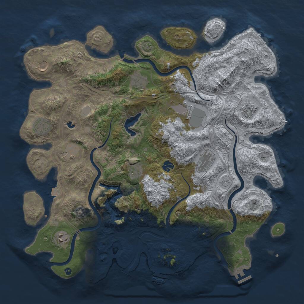 Rust Map: Procedural Map, Size: 4250, Seed: 66428853, 17 Monuments