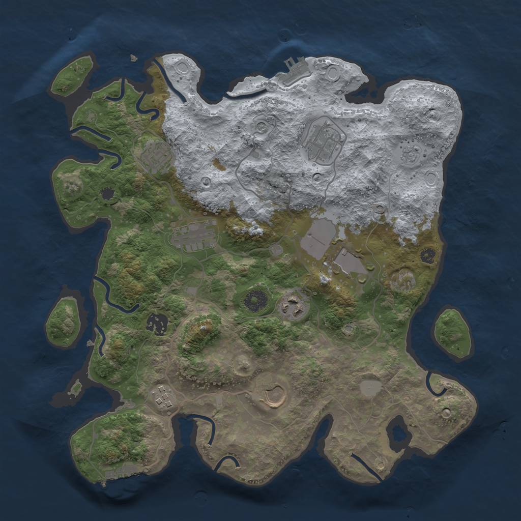 Rust Map: Procedural Map, Size: 3500, Seed: 1725835556, 17 Monuments