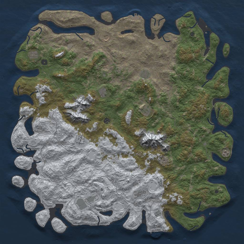 Rust Map: Procedural Map, Size: 6000, Seed: 9876543, 20 Monuments
