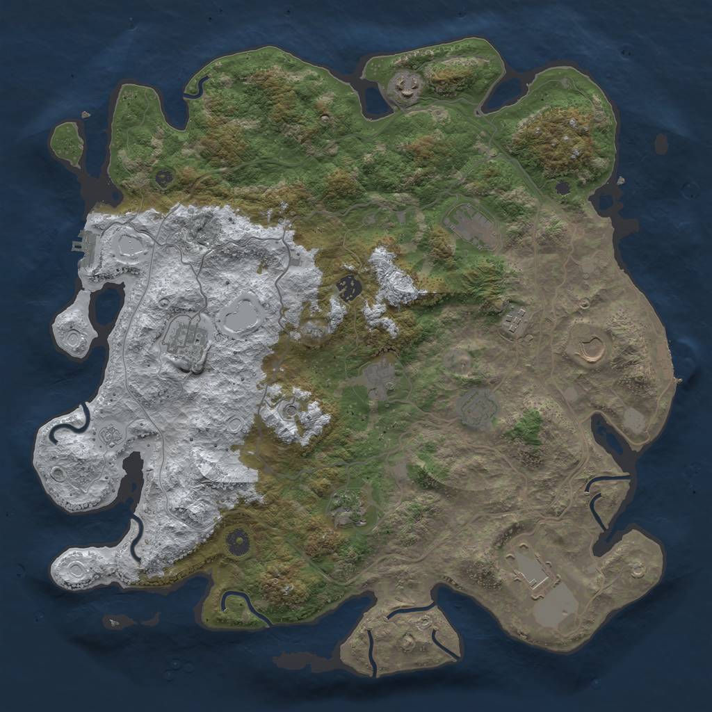 Rust Map: Procedural Map, Size: 4250, Seed: 689989463, 19 Monuments
