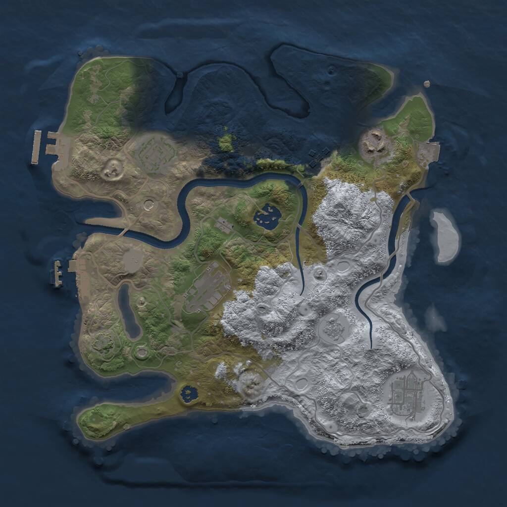 Rust Map: Procedural Map, Size: 3000, Seed: 115761244, 12 Monuments