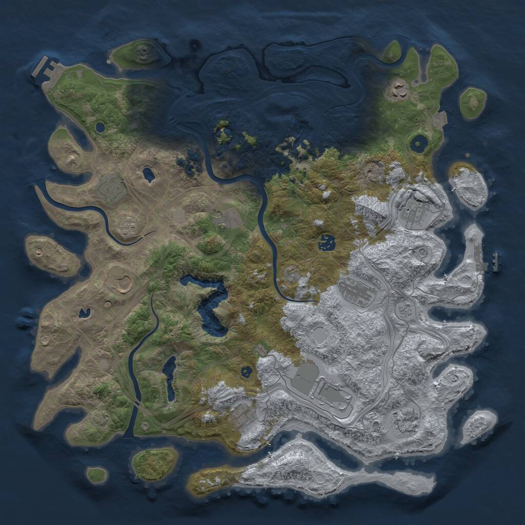 Rust Map: Procedural Map, Size: 4500, Seed: 1299831596, 17 Monuments