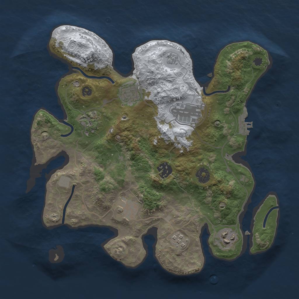Rust Map: Procedural Map, Size: 3000, Seed: 608426037, 14 Monuments