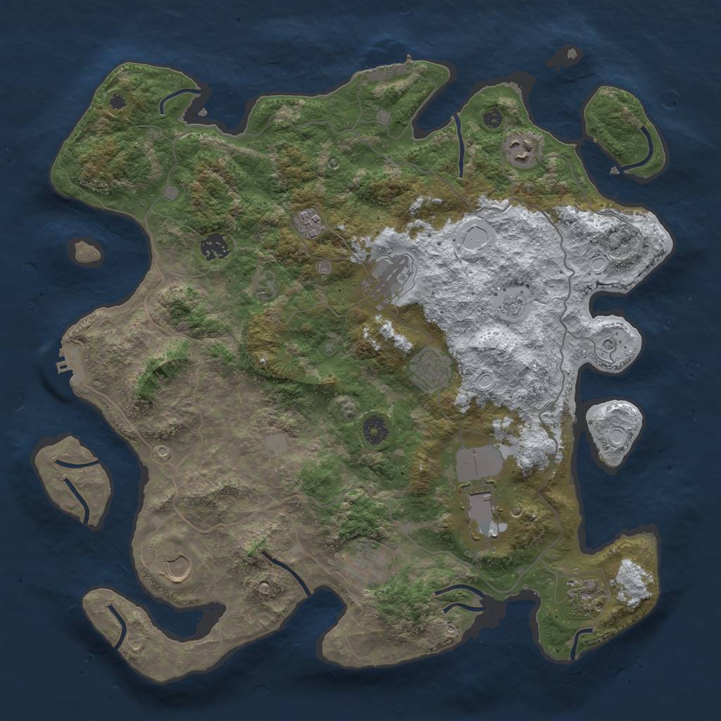 Rust Map: Procedural Map, Size: 4000, Seed: 45600, 18 Monuments