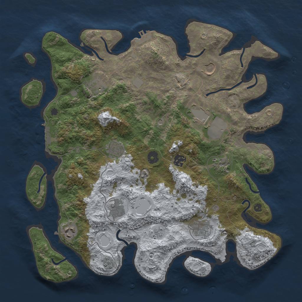 Rust Map: Procedural Map, Size: 3750, Seed: 1077477362, 19 Monuments