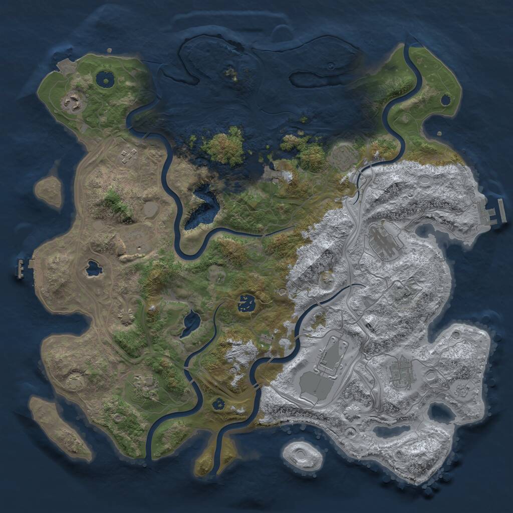Rust Map: Procedural Map, Size: 4250, Seed: 928157741, 16 Monuments