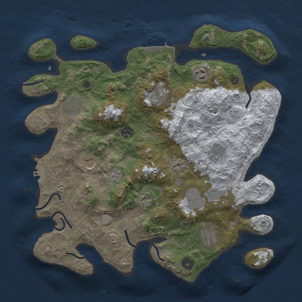 Rust Map: Procedural Map, Size: 3750, Seed: 591051828, 19 Monuments