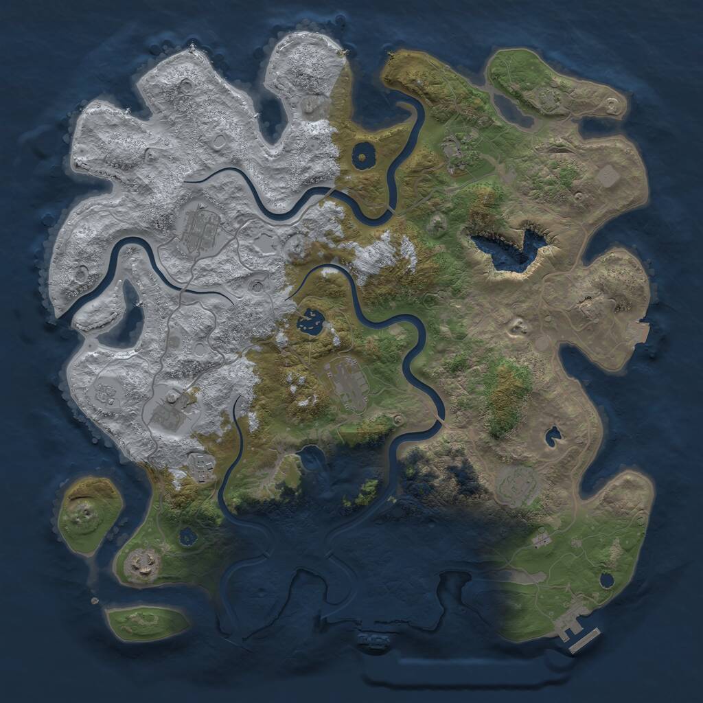 Rust Map: Procedural Map, Size: 4000, Seed: 420133769, 14 Monuments