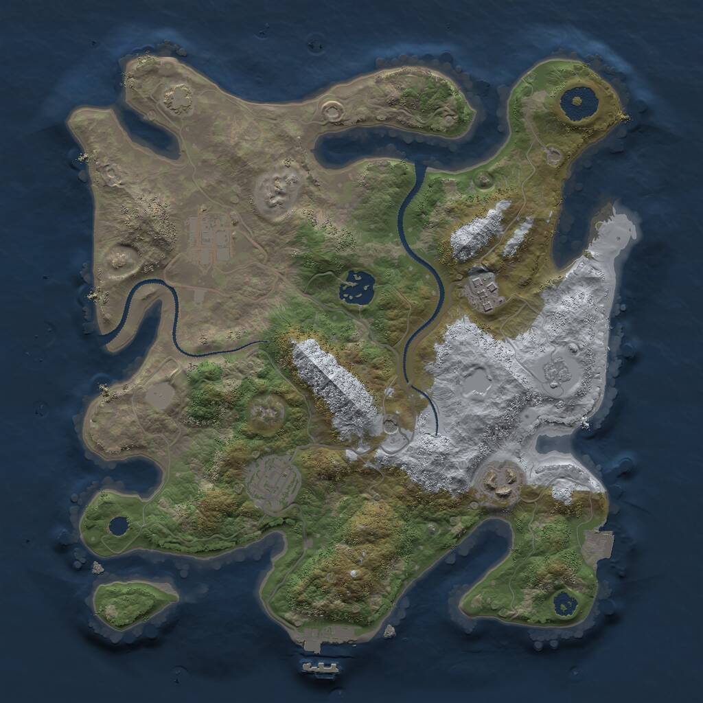 Rust Map: Procedural Map, Size: 3000, Seed: 1706154406, 10 Monuments