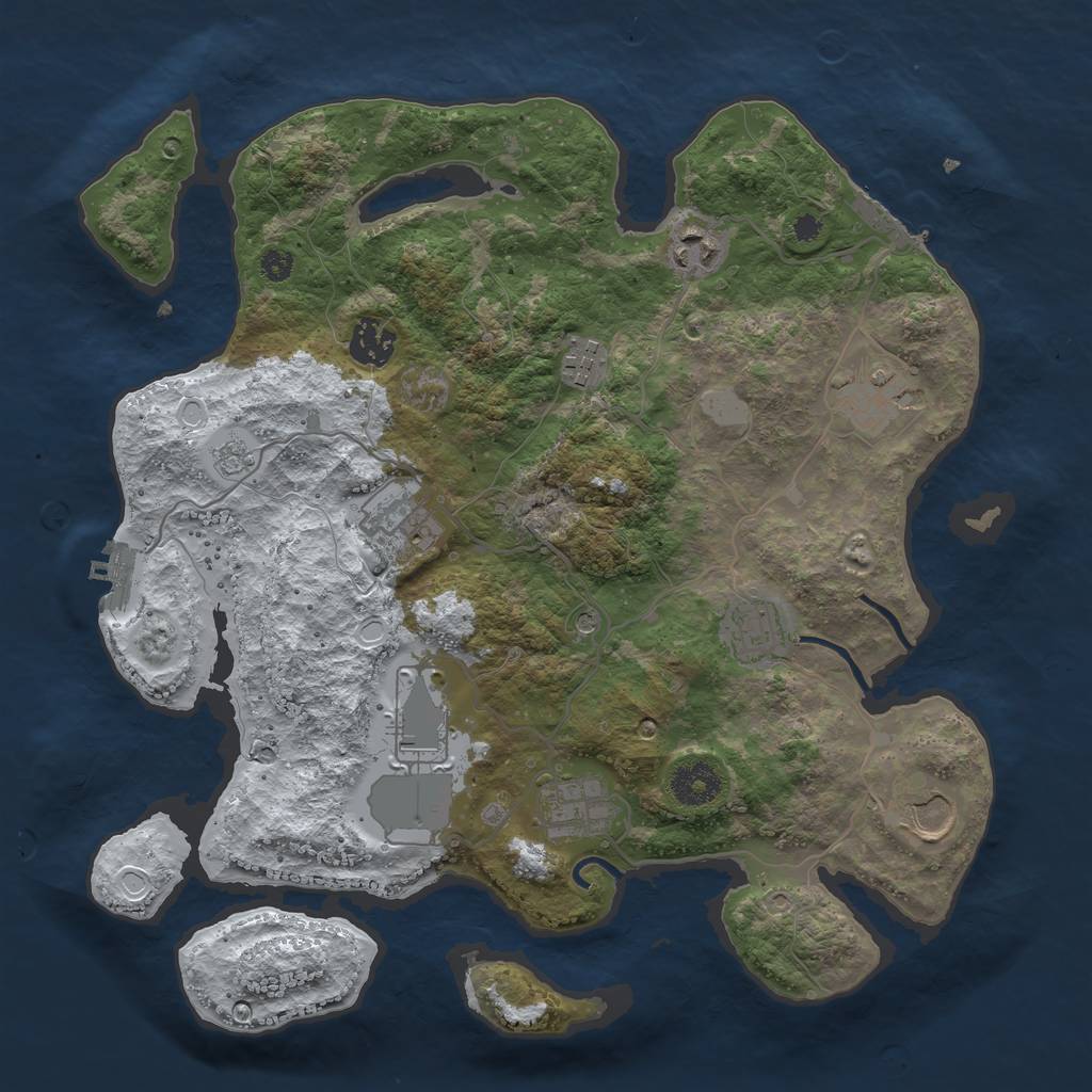 Rust Map: Procedural Map, Size: 3500, Seed: 1134712470, 18 Monuments