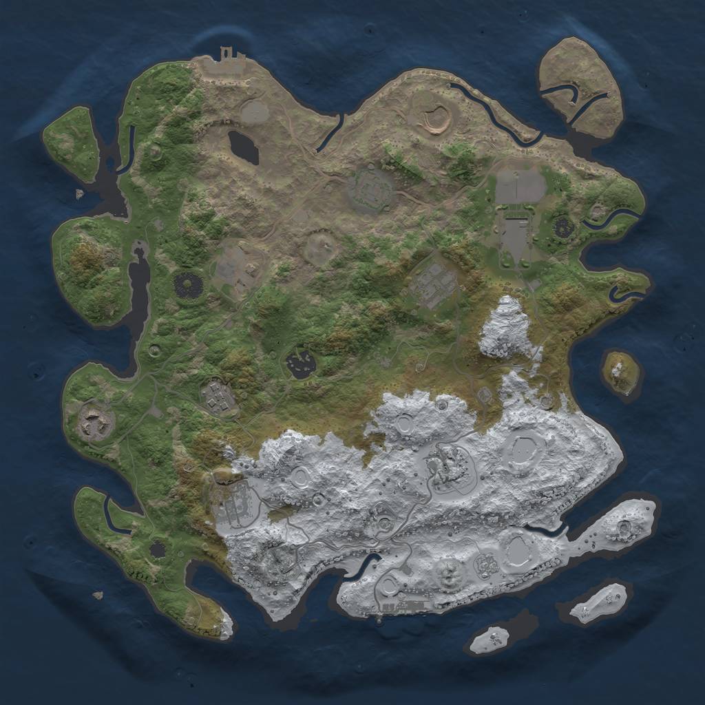 Rust Map: Procedural Map, Size: 3700, Seed: 4872255, 19 Monuments