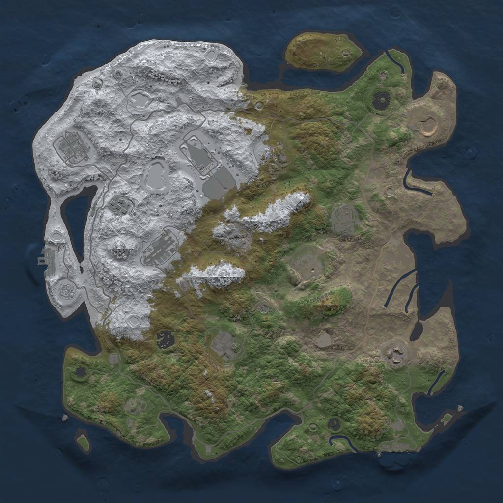 Rust Map: Procedural Map, Size: 4000, Seed: 593834, 20 Monuments