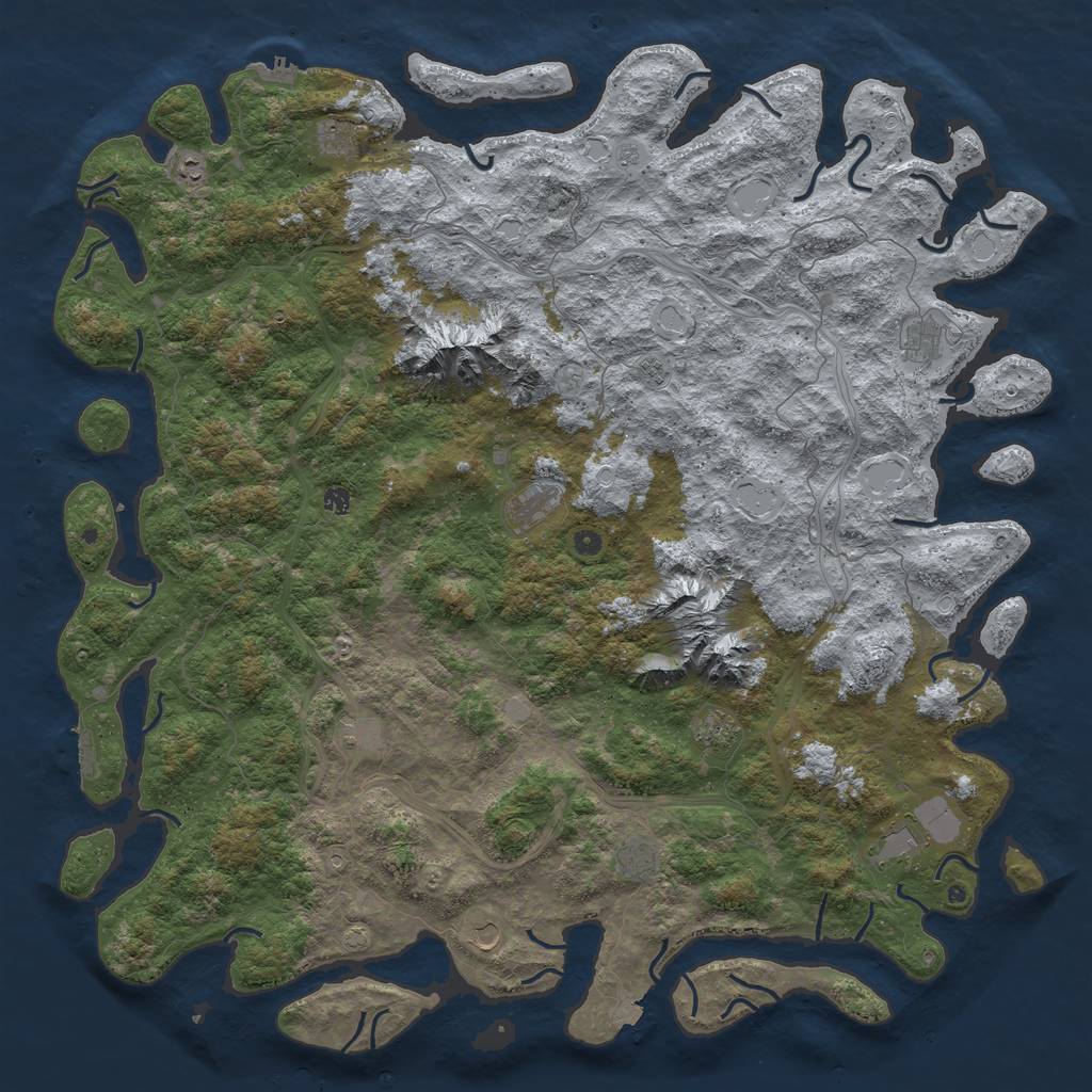 Rust Map: Procedural Map, Size: 6000, Seed: 652877, 19 Monuments