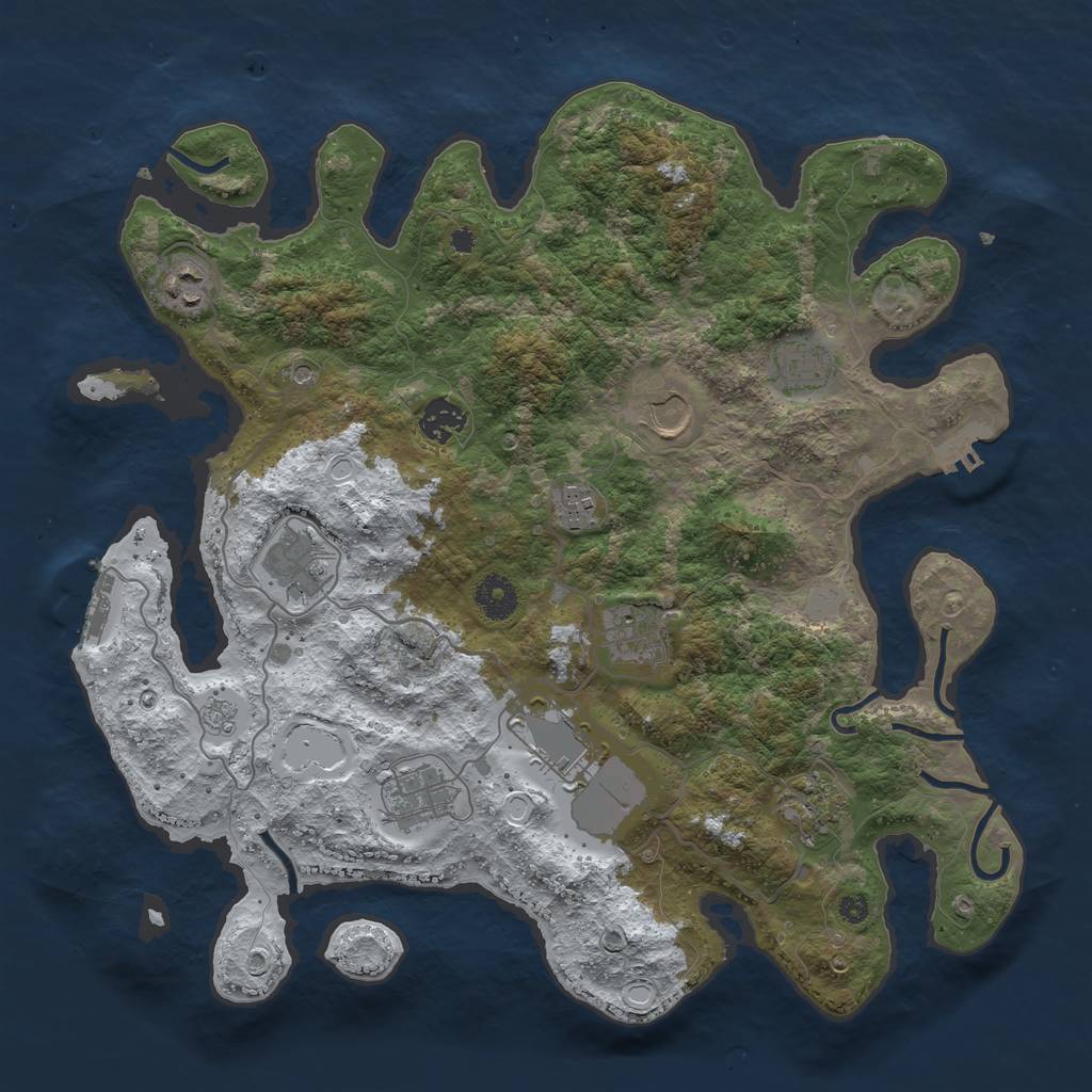 Rust Map: Procedural Map, Size: 3750, Seed: 213897112, 19 Monuments