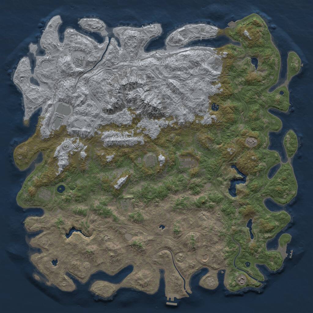 Rust Map: Procedural Map, Size: 6000, Seed: 482231, 17 Monuments