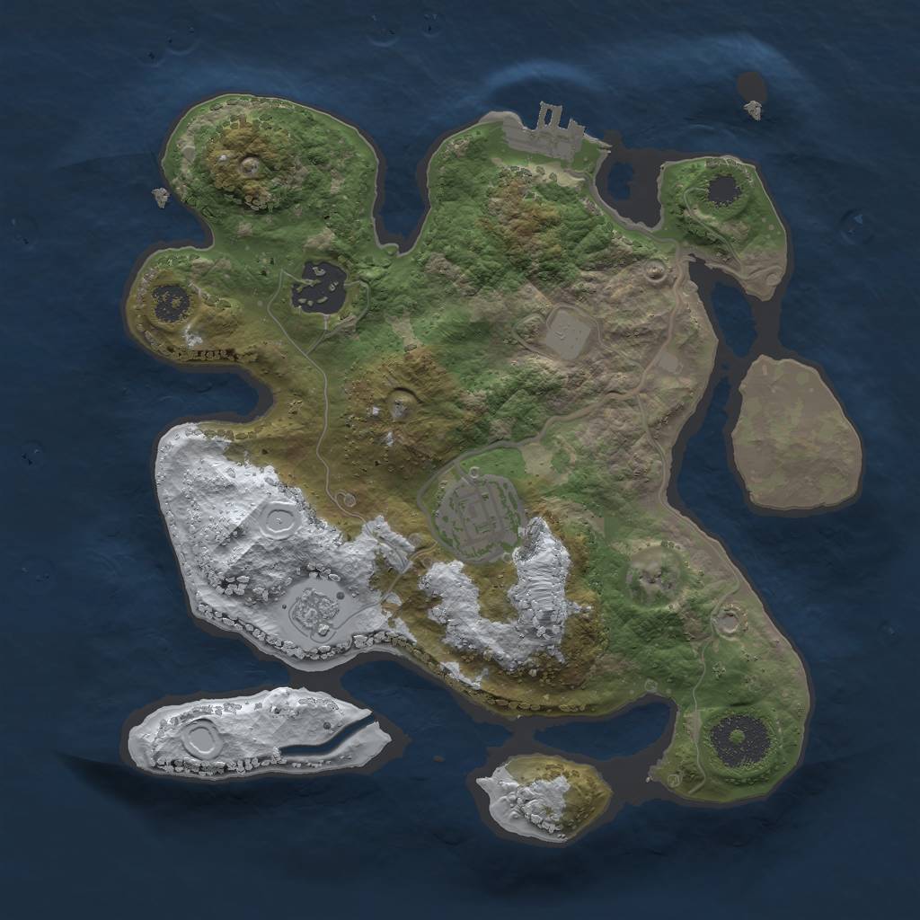 Rust Map: Procedural Map, Size: 2500, Seed: 849911494, 9 Monuments
