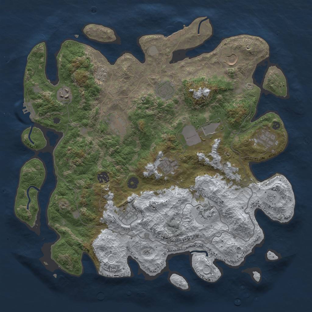 Rust Map: Procedural Map, Size: 4000, Seed: 43534533, 20 Monuments