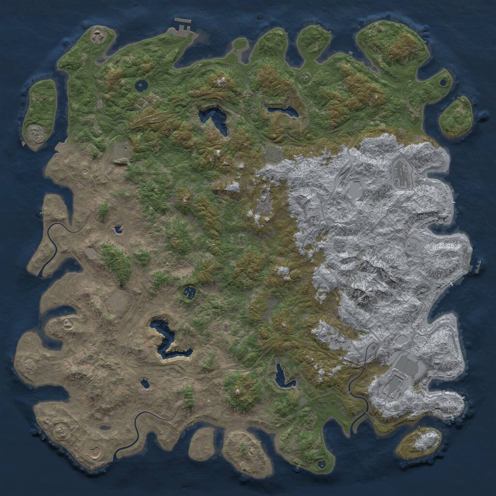 Rust Map: Procedural Map, Size: 6000, Seed: 226691, 17 Monuments