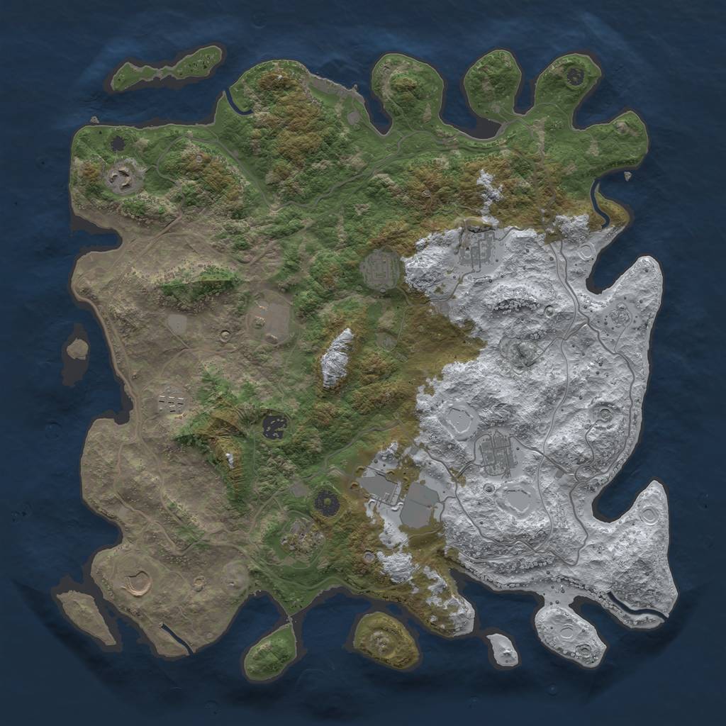 Rust Map: Procedural Map, Size: 4300, Seed: 434987, 18 Monuments
