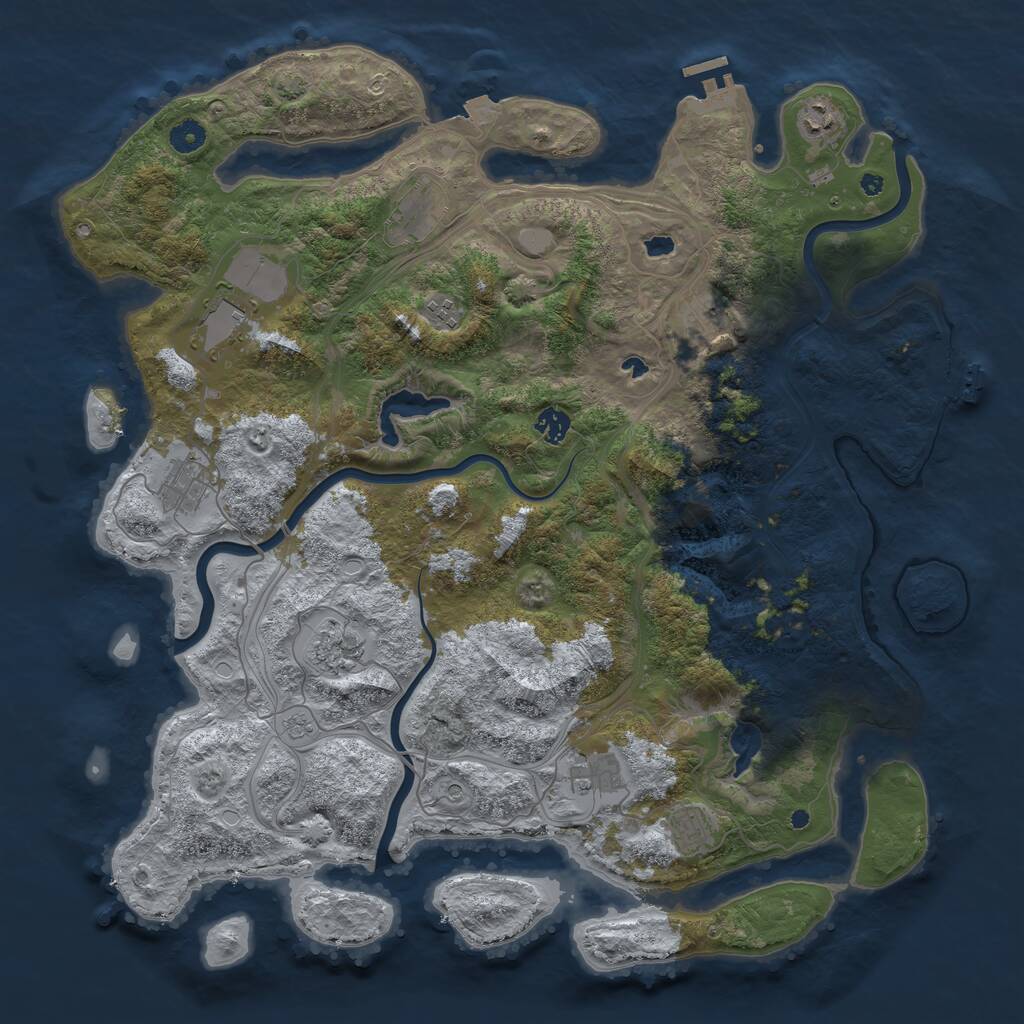 Rust Map: Procedural Map, Size: 4500, Seed: 46290, 16 Monuments