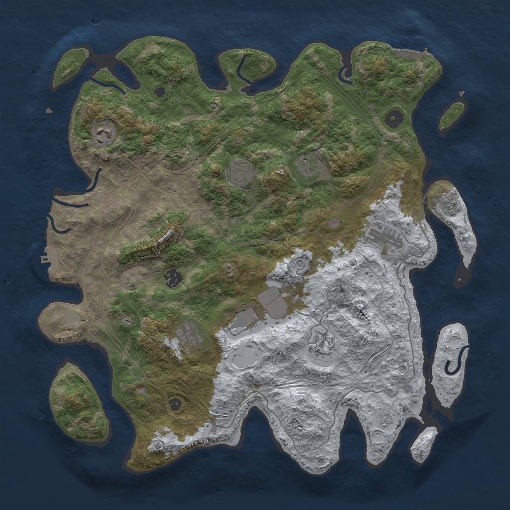Rust Map: Procedural Map, Size: 4250, Seed: 6444423, 18 Monuments
